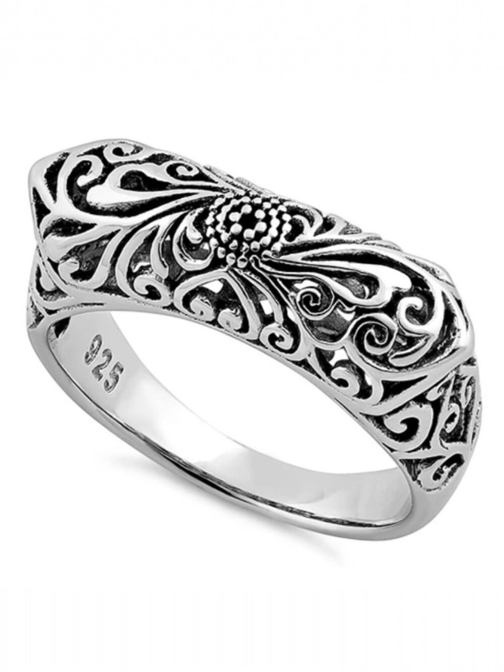 Unique Floral Swirls Statement Ring 925 Sterling Silver